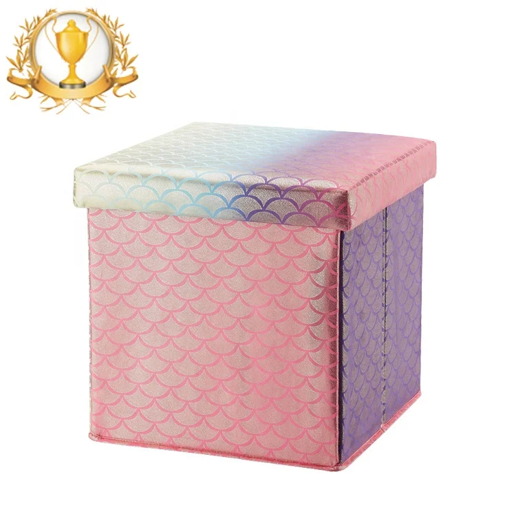 Faux Leather Square Foldable toy Storage Stools /Small Storage Seat/Storage ottoman