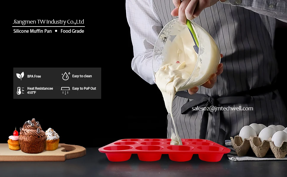 12 Cavities Nonstick Mini Pan Baking Liners Muffin Cups Silicone Cupcake Mold