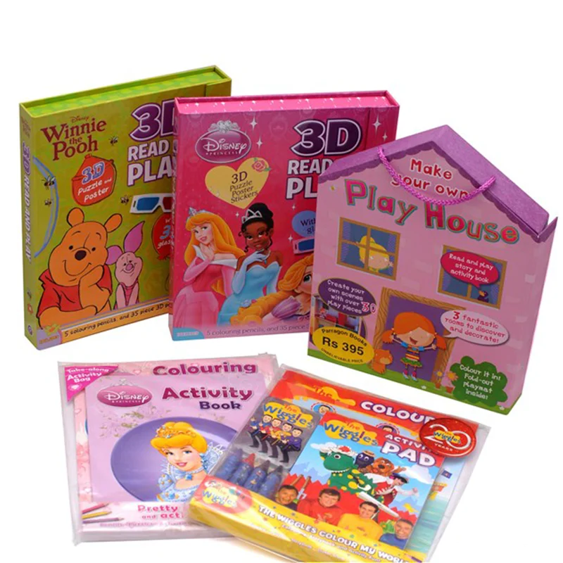 custom high quality offset printing coloring children picture portrait books magic activity books gift set for kids