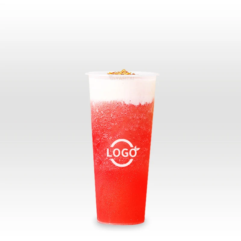 China Factory Custom logo Bubble tea cup 16 oz 500ml 24oz 700ml Custom U Shape plastic cup with lid Thick hard milk tea boba cup