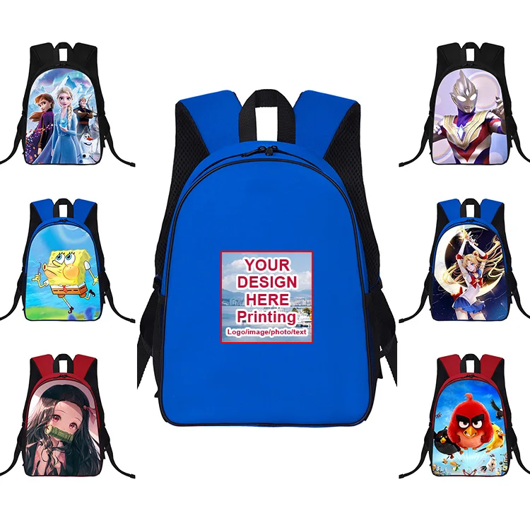 original factory  DIY Custom cartoon backpack reflective stripe Children  kids school bags for primary students