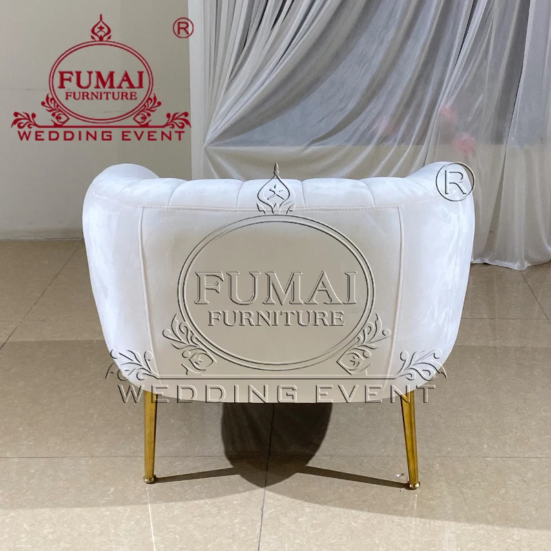 White Velvet Single Seater Soft Wedding Sofa Chair