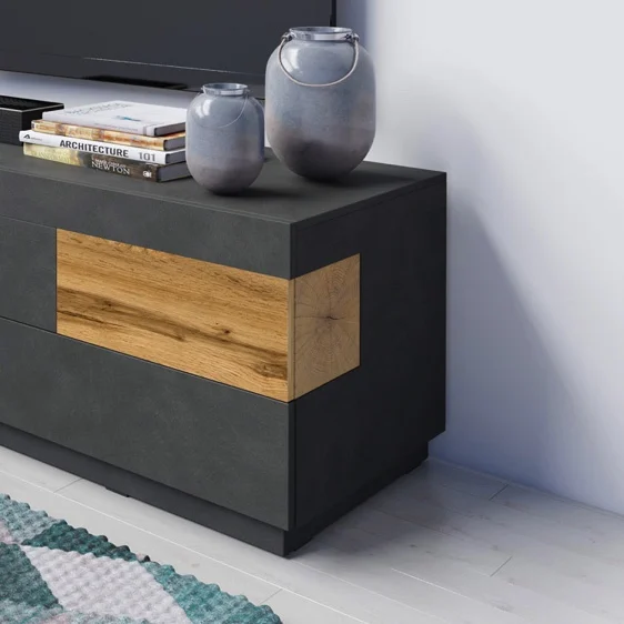 New Design 85 Inch LuxuryModern Tv Cabinet Black Table Tv Console Stand Wooden With Storage