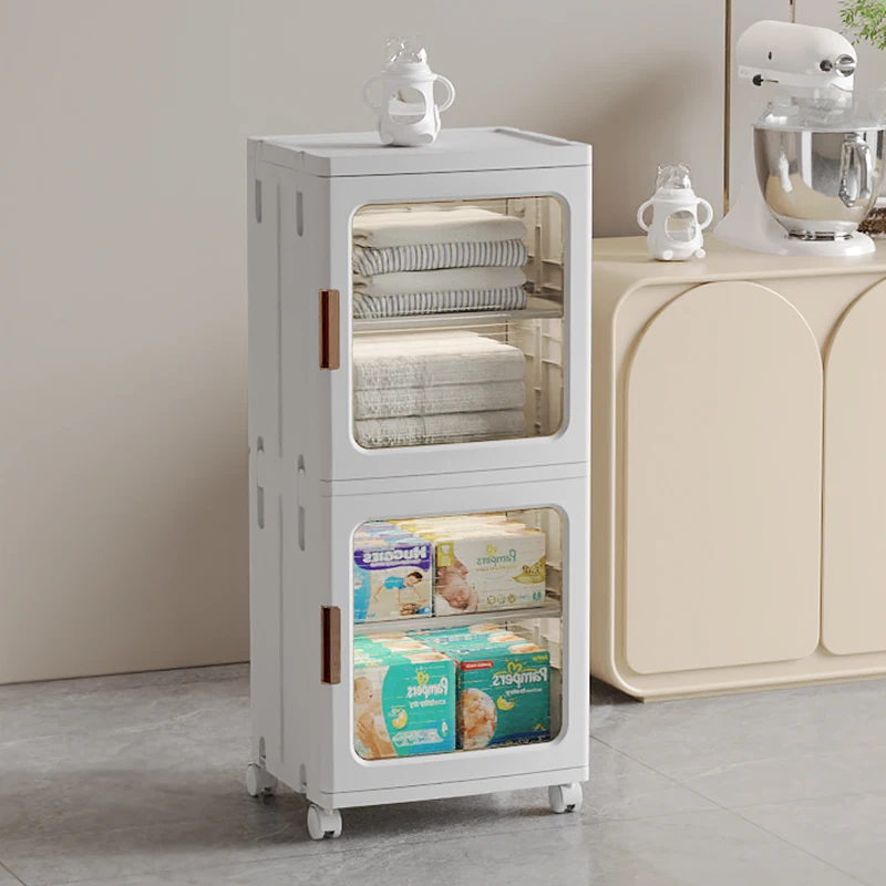 Sturdy Transparent Folding Space-saving Storage Boxes Stackable Collapsible Shoes Toys Cabinets Plastic Storage Bins with Wheels