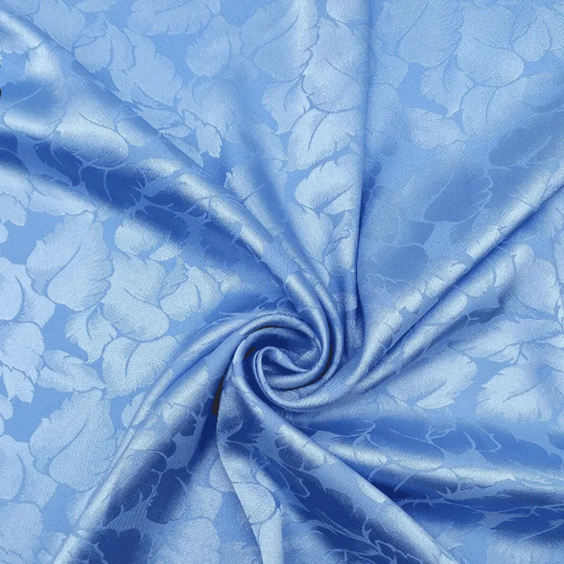 Low Price Fabric Supplier Design 50D Polyester Imitation Silk Satin Feather Jacquard Elastic Fashion Shirt Hanfu Lining Fabric