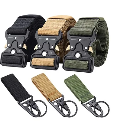 Оптовая продажа, мужские нейлоновые тактические ремни с металлической пряжкой и логотипом на заказ