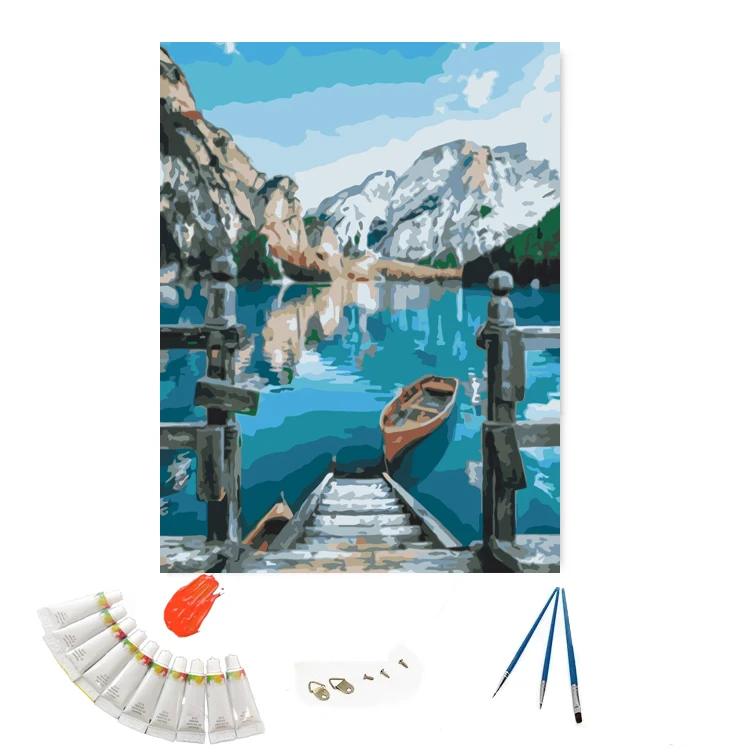 Wholesale Diy Beautiful Landscape Picture Oil Painting By Numbers With Frame Adults And Kids Paint By Numbers For Home Decor