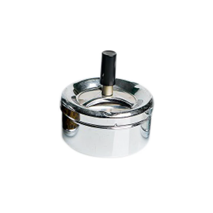 Round 5 inch silver cigarette spinning ashtray