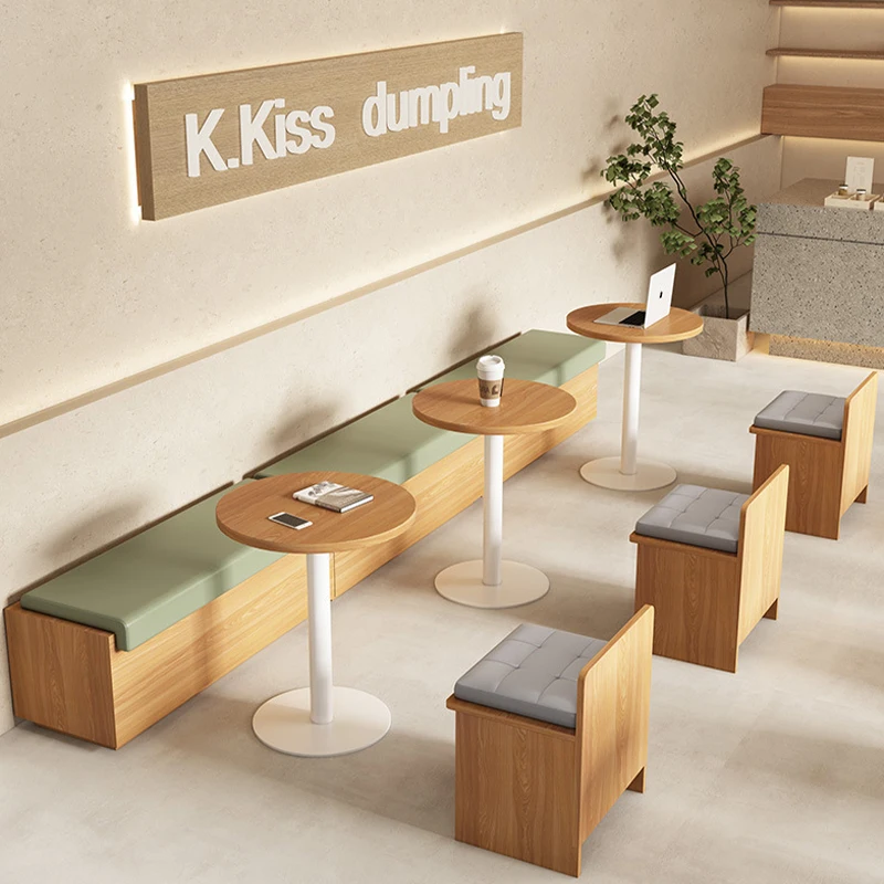 cafe booth seating modern leather booth leisure cafe wooden sofa chair coffee table set
