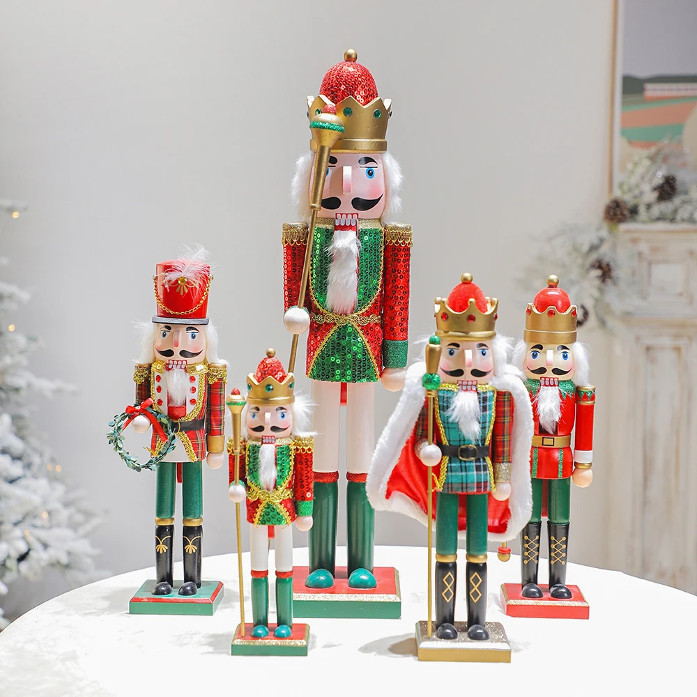 2024 New  Creative Christmas Walnut Gift Nutcracker Home Decor with British Soldier Doll Artwork Wood