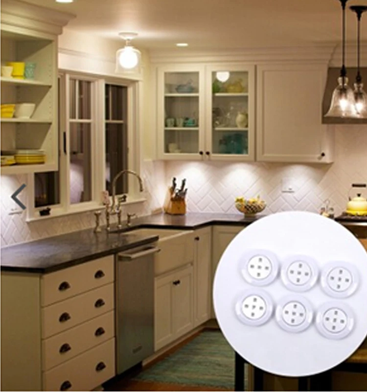 
Battery powered kitchen under cabinet led lighting with motion sensor closet light 2 pucks 