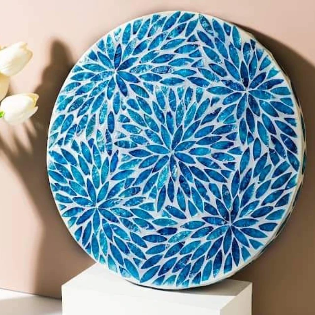 Unique Design Handmade Bone Inlay Serving Tray Mother of Pearl Rectangle Tray with Handles from Vietnam