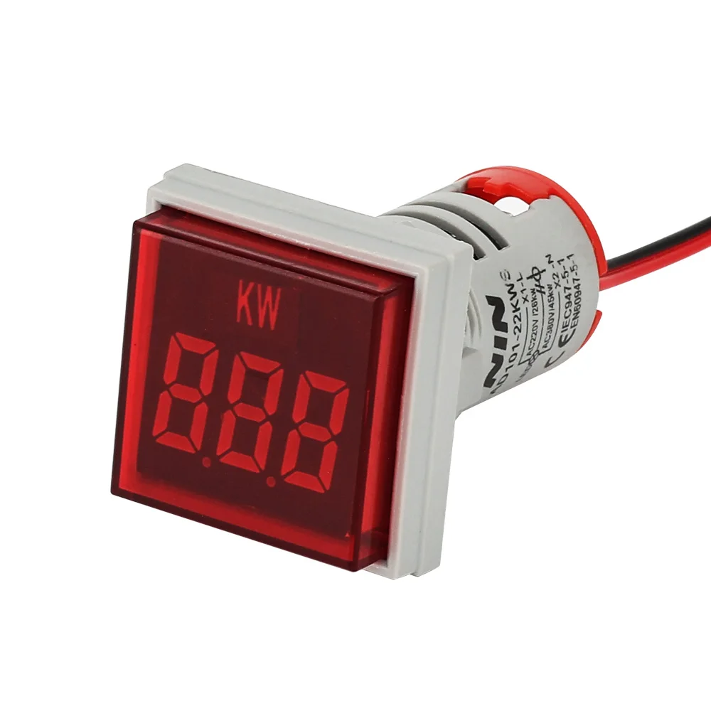 NIN square big red digital tube signal light lamp indicator power meter