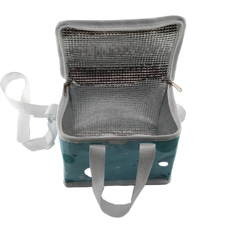 cheaper price Blue Zipper Small Cooler Box Insulated Lunch Box Bag with Shoulder Strap For Adult