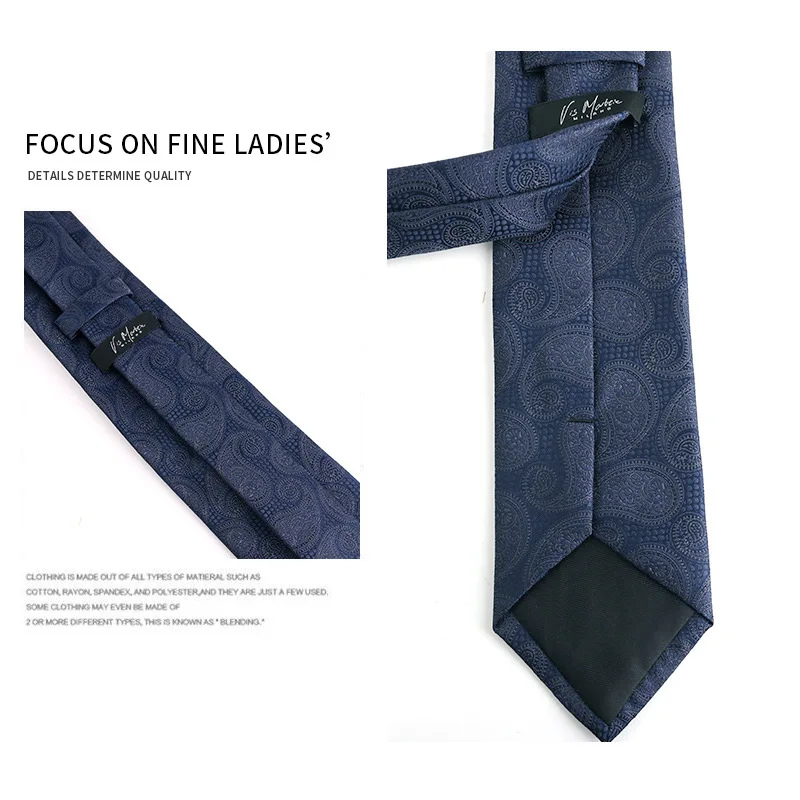 Hot selling black navy dark print Paisley woven polyester neck tie for men shirt accessories