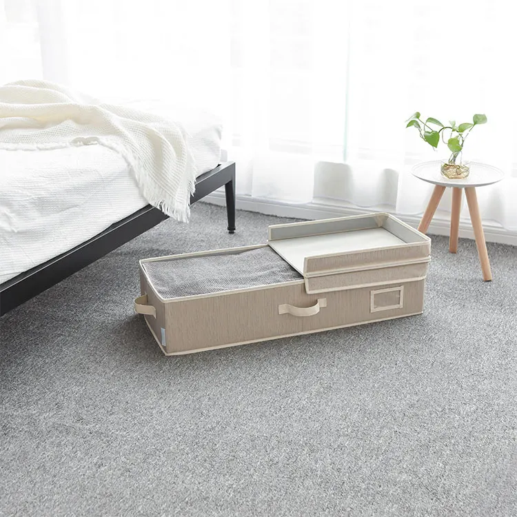 In Stock USA Underbed Blanket Storage Box Fabric Folding Clothes Storage Box With Lid Foldable Quilt Large Capacity Storage Box