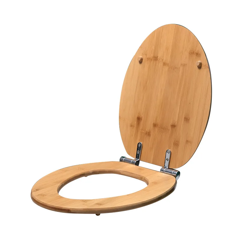 Universal Quick Release Buffering Soft Close Solid Wood Thickened Wooden Toilet Seat Cover