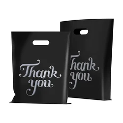 Custom Logo Matte Black Clothing Packaging Bag Recycle Lpde Plastic Retail Die Cut Bag With Handle