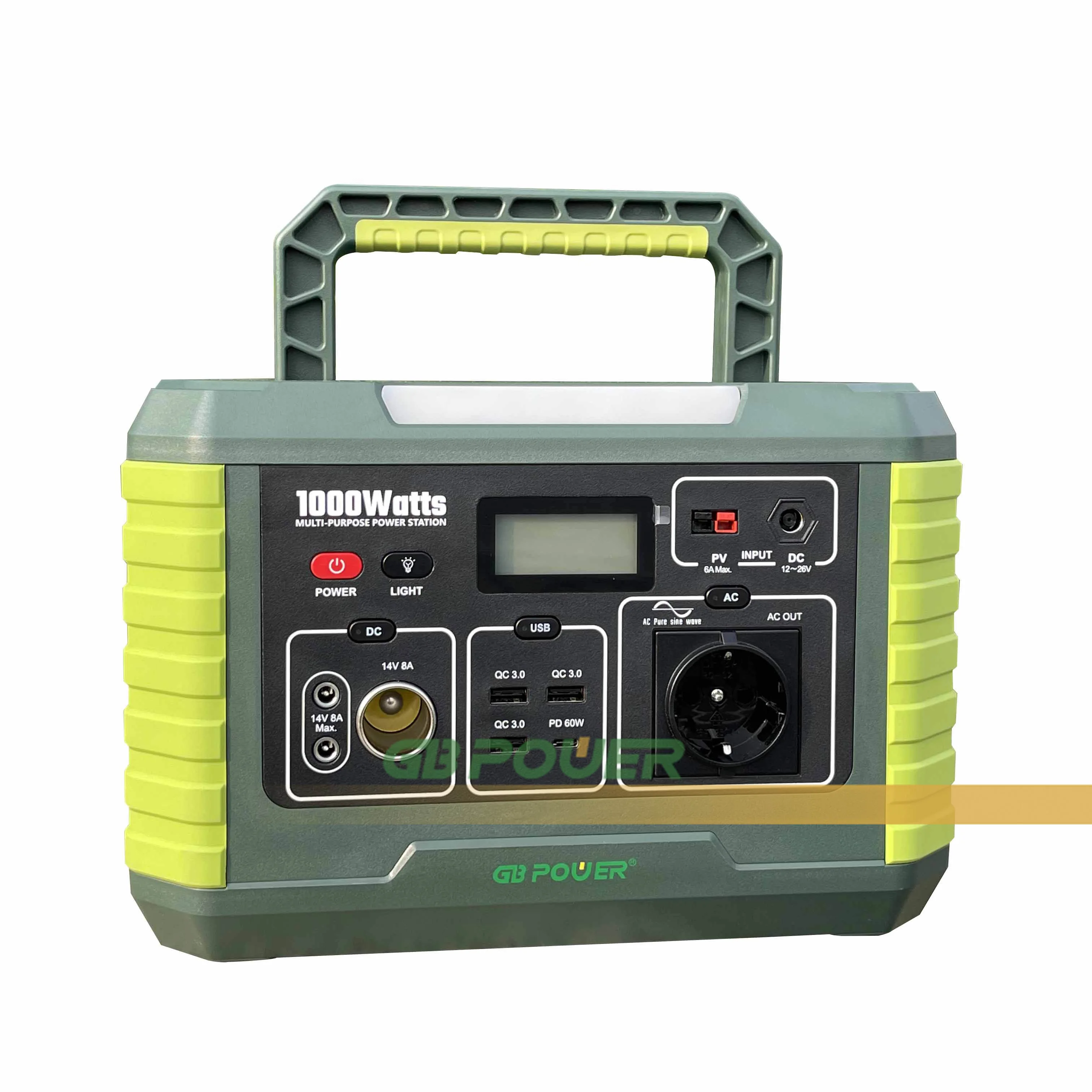 1000W Portable Power Station With Solar Panels Emergency Power Supply Fast Charge DC AC USB Lighting Lights SOS Home Commercial