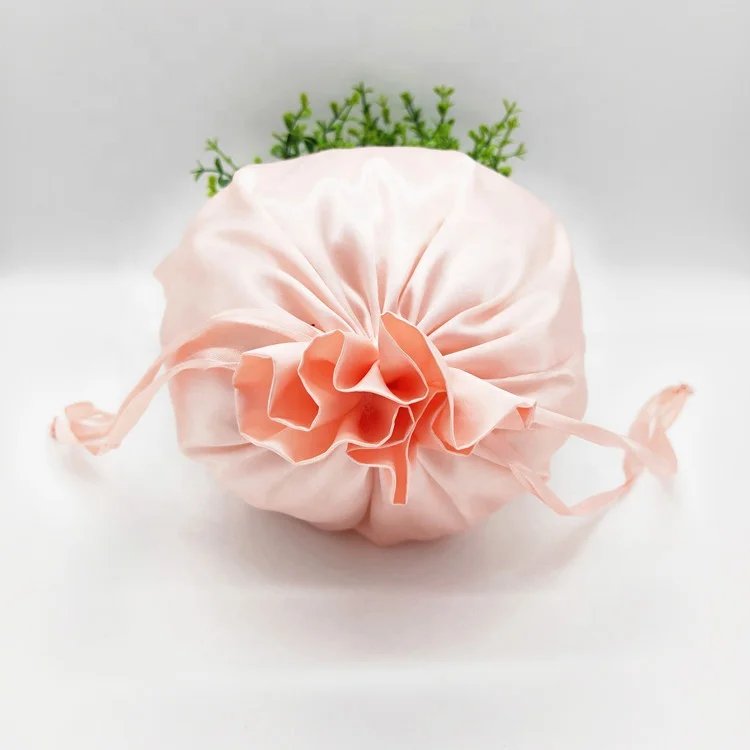 New fashion women RPET satin drawstring bag with logo custom for package satin drawstring gift bag for promotion