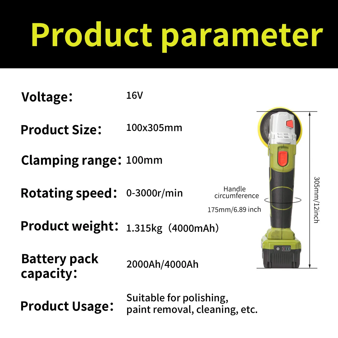 2022 NEW  arrival  Hot Sell 16V Rechargeable Rotary Polisher Cordless Car Polishers