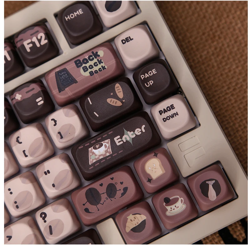 ZUOYA Coffee Bean Theme  Keycaps 131 Keys PBT Dye Sublimation Key Caps for 61/84/75/104 Keys Mechanical Keyboard