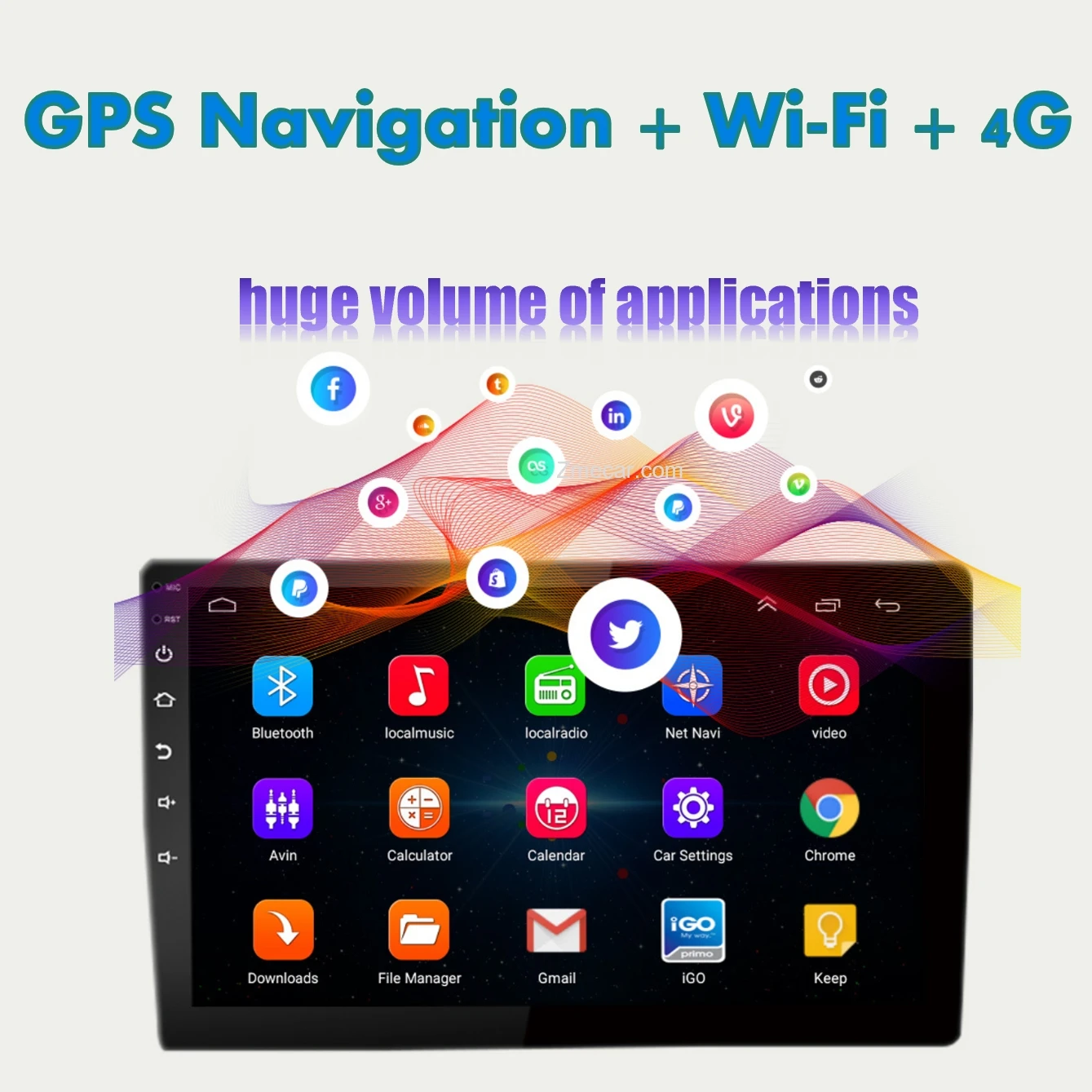 Zmecar Universal Android Car Player 7/9/10 Inch Touch Screen Android Auto CarPlay BT FM WIFI GPS Car Radio