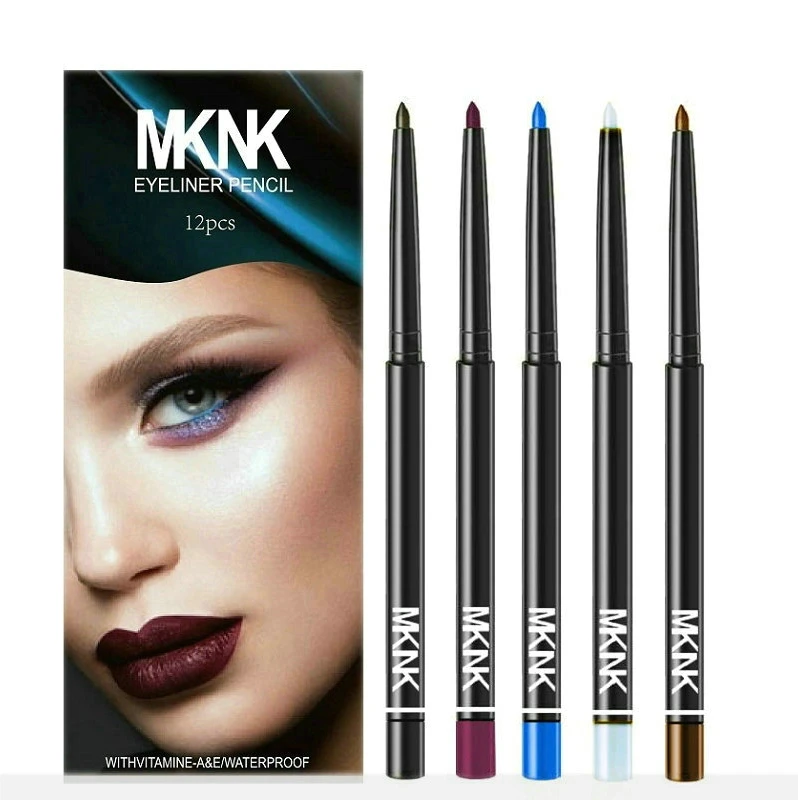MKNK 12Pcs/set Color Matte Lip Liner Pencil Set Waterproof Long Lasting Smooth Natural Lip Liner Eye Shadow Pen Makeup Tools Kit