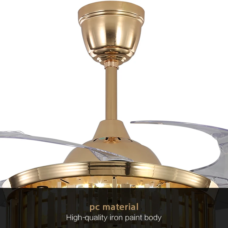 OEM Foldable Chandelier Ceiling Fans With LED Light 42 Inch Invisible Blade