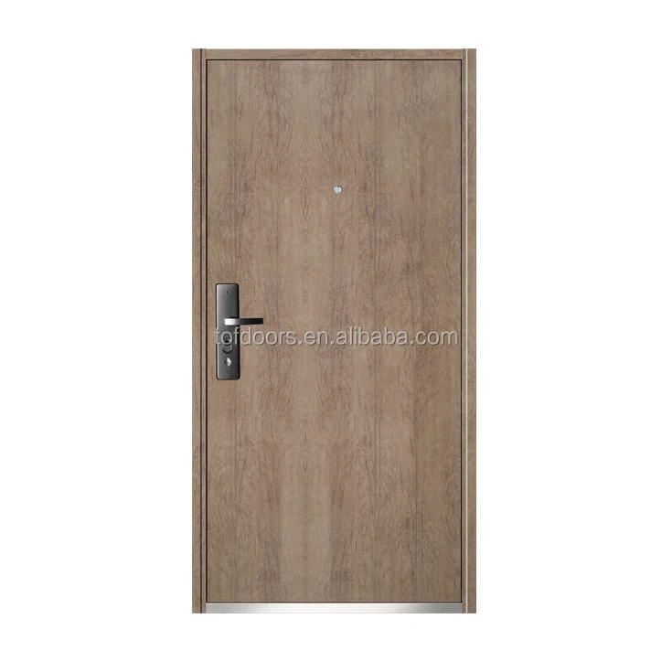 China Manufacturer Moistureproof  Fashion Embossing  Wood Colour Steel Security Main Gate Door