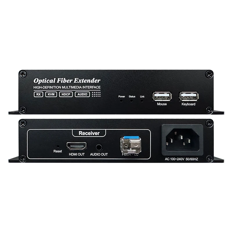 20KM USB HD1.3 KVM Optical Fiber Extender LED Screen Fiber Optical Media Converters LC Port With SFP Module Single Mode 1 Core