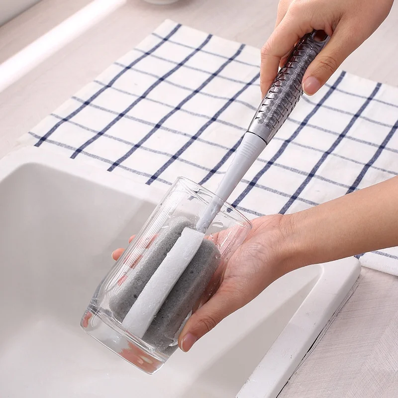 Sibrands PP Plastic Foam Long Handle Cup Glass Baby Bottle Cleaning Brush