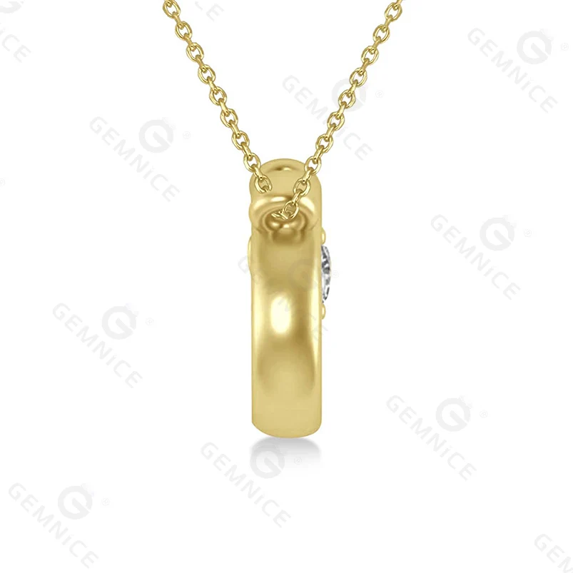 Gemnel Custom Trendy Jewelry Good Price 925 Silver Tennis Racket with Diamond Ball Pendant Necklace