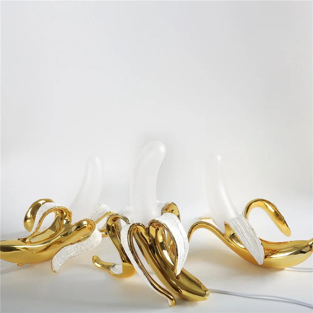 Modern Banana Novelty Table Lamp Resin Banana Lighting Fixture for Living Room, Bedroom,Funny Night Light Kids Room