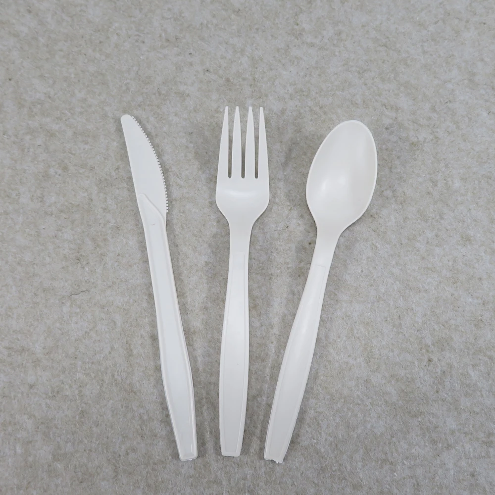Biodegradable Disposable Cornstarch Knife Fork Spoon CPLA Plastic Cutlery Set