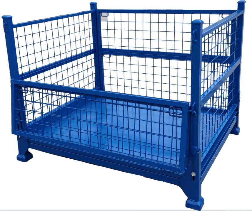 Durable Stackable Folding Korean Stillage Cage Warehouse Collapsible Metal Storage Rack Storage Cage Wire Mesh Container Pallet