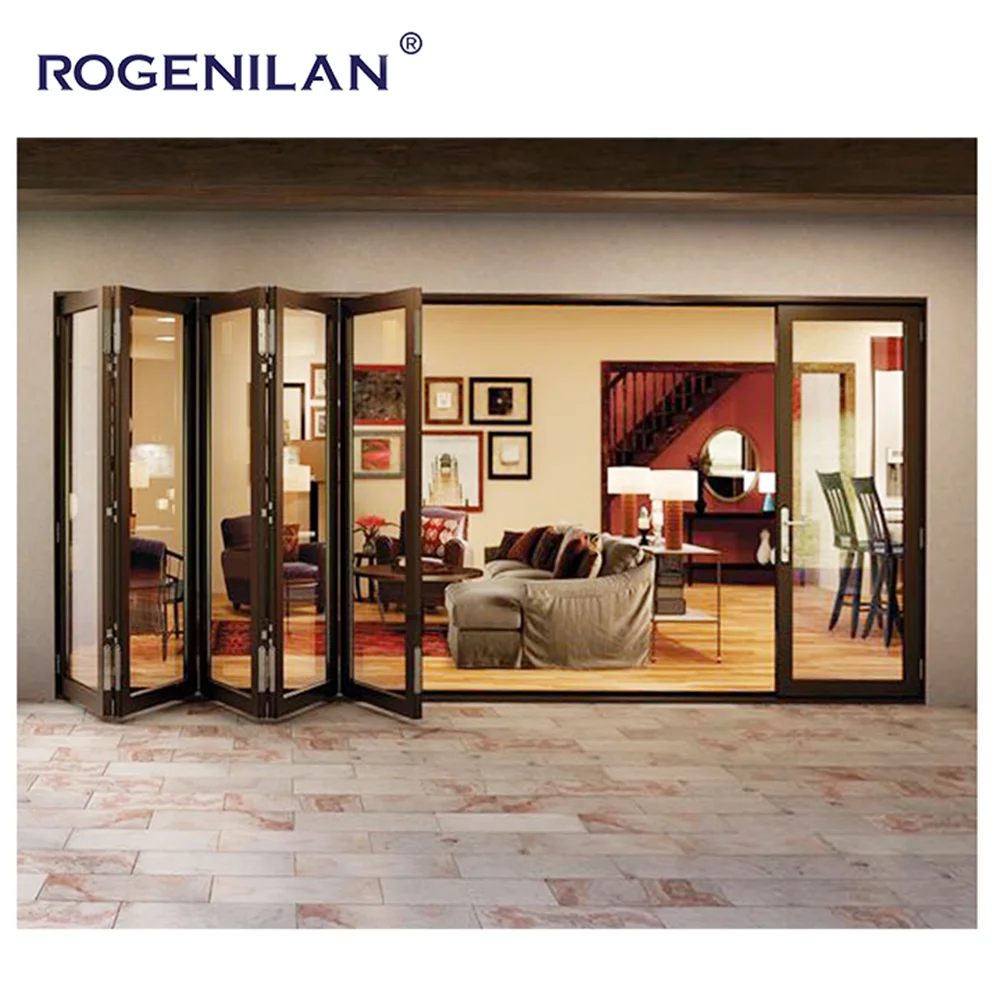 Modern Waterproof Accordion Door Balcony Partition Bifold Doors Aluminum Villa  Foldable Slide Patio Lowe Glass Door