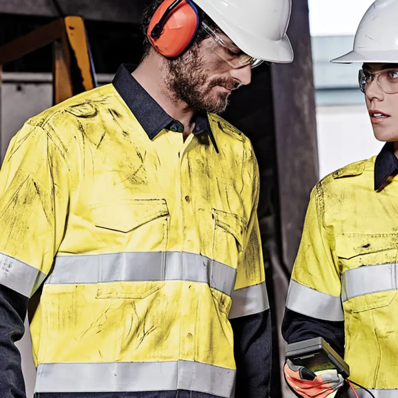 Hi Vis Wholesale Safety Shirt Fireproof Safety Shirt Long Sleeve Hoodie Customized Reflective Safety Clothing