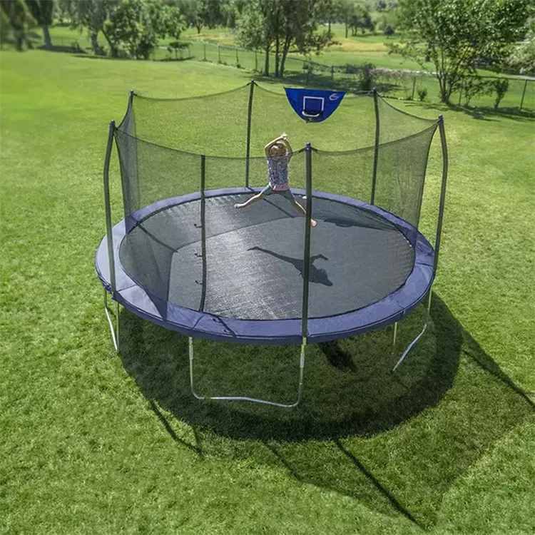 Zoshine factory sale price Adult entertainment trampoline Recreational Outdoor 14ft Trampoline with Ladder Safety net