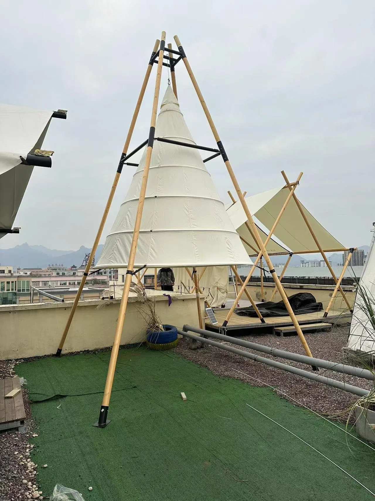 2023 new events wedding party decor tepee waterproof bamboo lantern tente tipi pyramid indian boho teepee tent for adults outdo