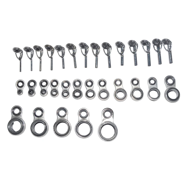 GuLang Multiple Sizes Fishing Rod Guides Top Ring Set Raft Fishing Repair Accessories Rock Fishing Tackle Rod Guides Ring