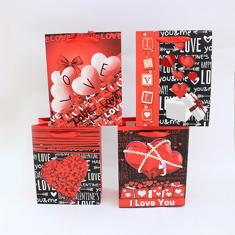 China OEM factory wholesale gift decoration heart shape love logo print paper bag