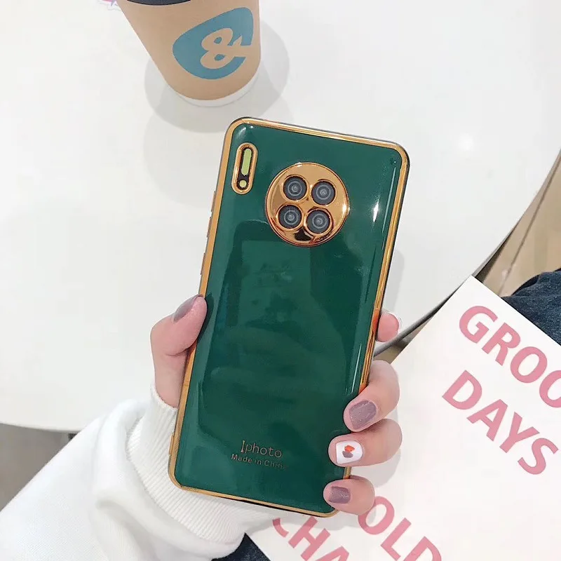 New Soft Gold Plated Electroplated TPU Cell Phone Case for Huawei P20 P30 P40 Mate 20 30 Pro Lite  Nova 3 4 5 6 3i 4E  Case