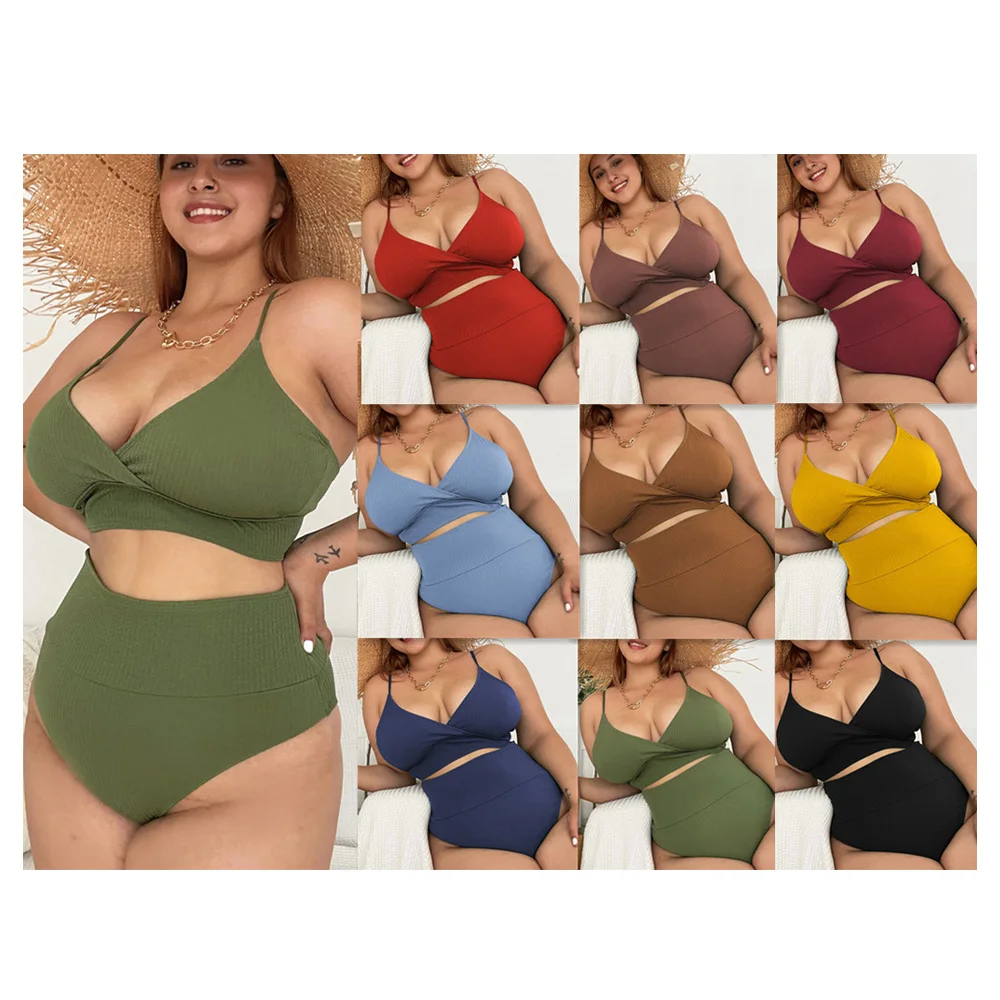 2022 high waist crochet bikini swimwear plus size swimwear bikini for fat women