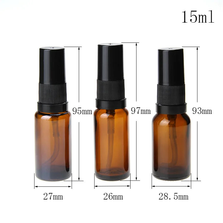 in stock!1/2 oz  15ml  amber empty cosmetic glass pump spray bottle perfume/essential oil bottle