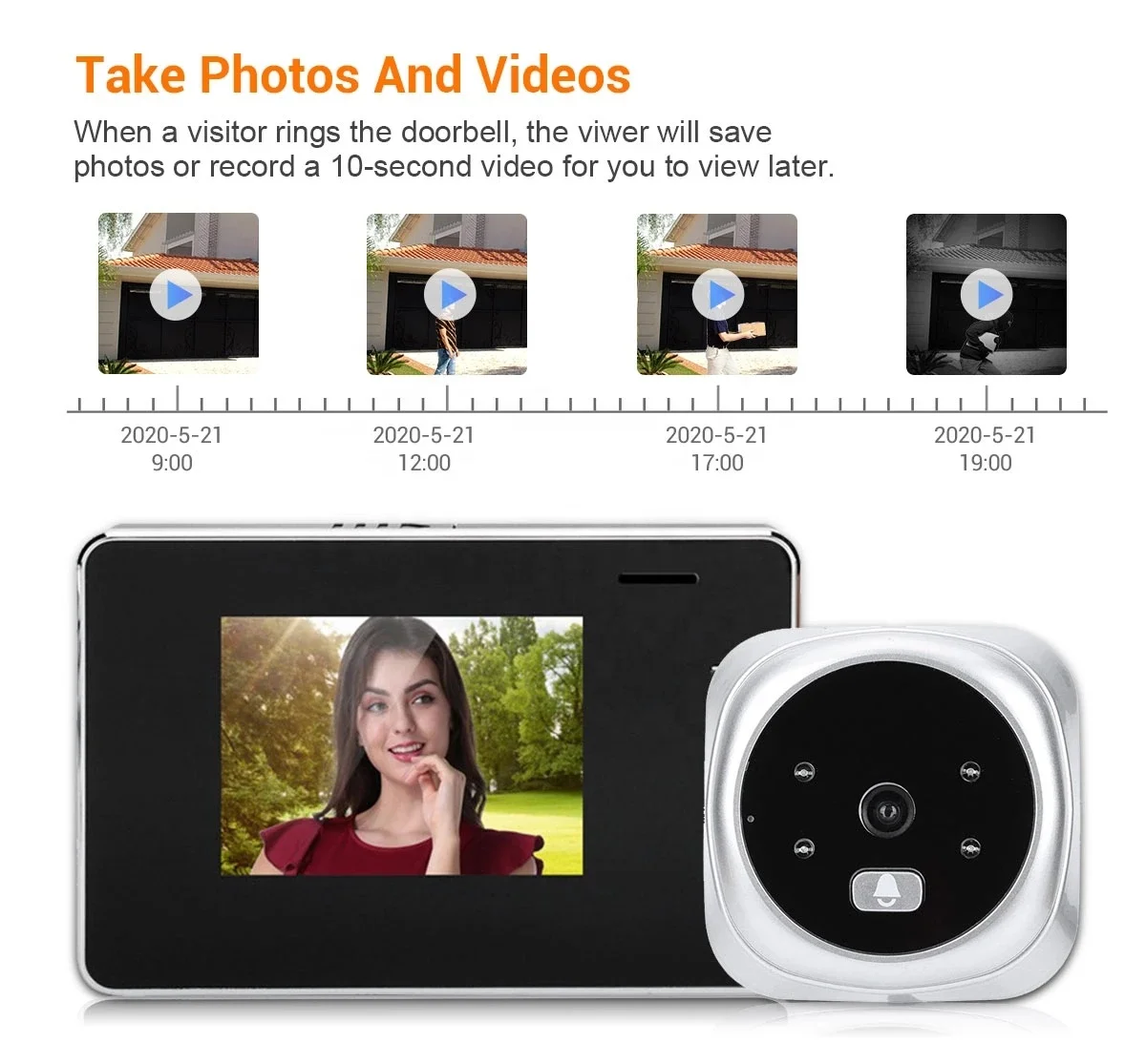 Kadonio Electronic Peephole Door Camera LCD Digital Doorbell 120 Degree Angle Viewer video Door Bell