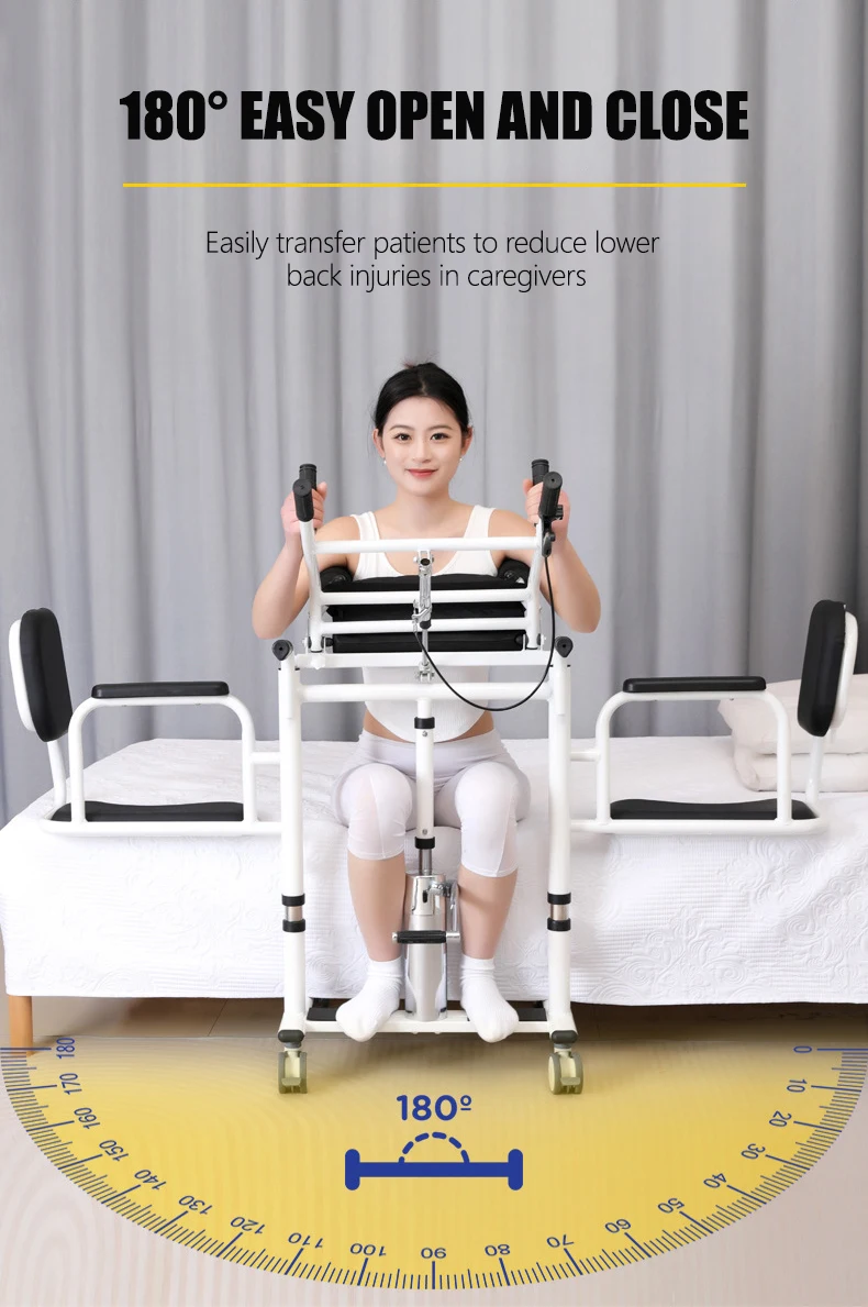Multi-Functional Hydraulic Mobile Bedside Shifter Elderly Care Toilet Assisted With Wheel Seat Belt Disable Transfer Wheelchair