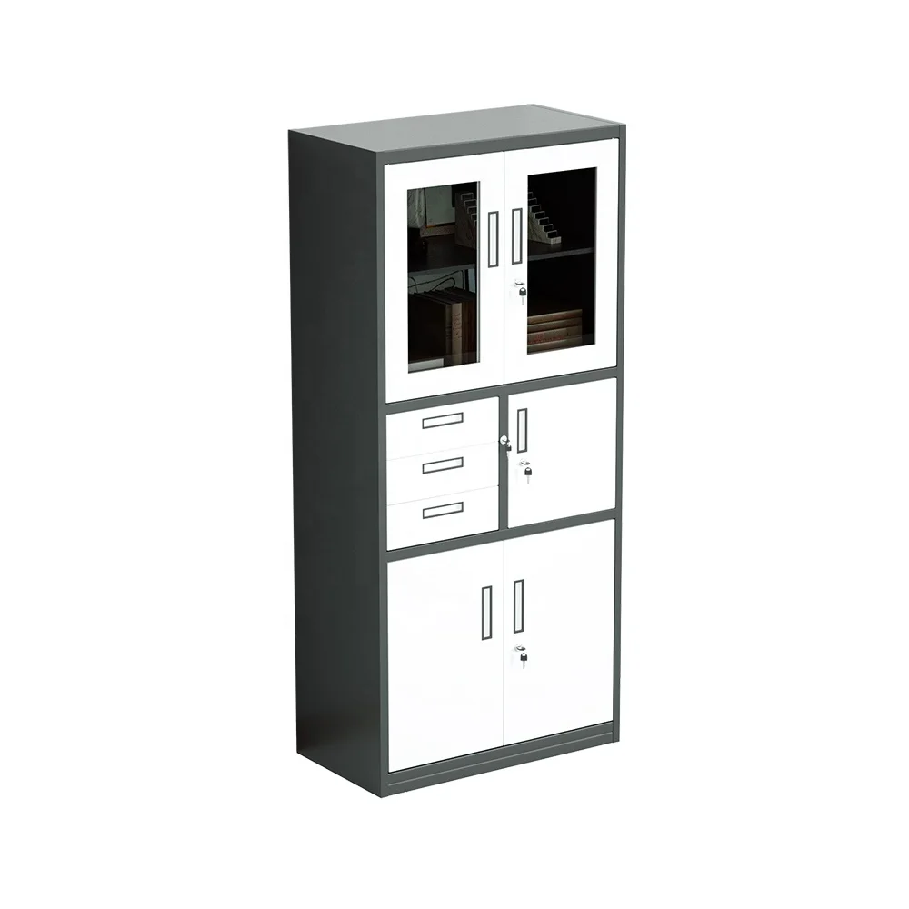 Steel filing cabinet with drawer and safe box metal cupboard office file storage cabinet