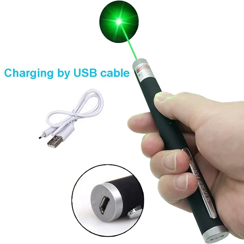 Зеленая лазерная указка с USB-зарядкой, зеленая, синяя, красная лазерная указка 650 нм, 532 нм, 405 нм, игрушечная лазерная указка для кошек