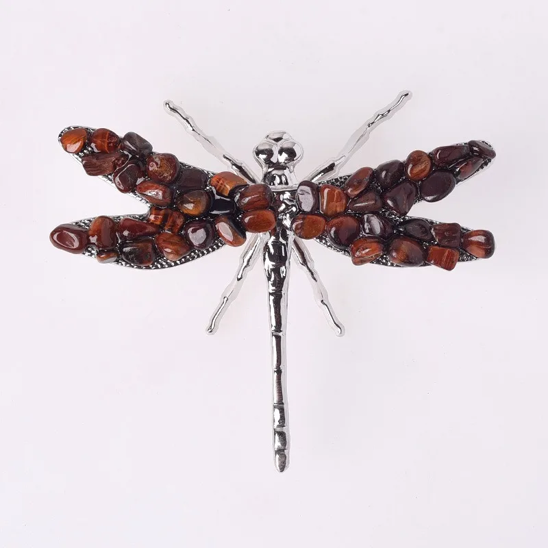 Natural Mini Dragonfly with Gemstone Wings Amethyst Jade Gravel Raw Stone dragonfly Handmade Spiritual Jewelry
